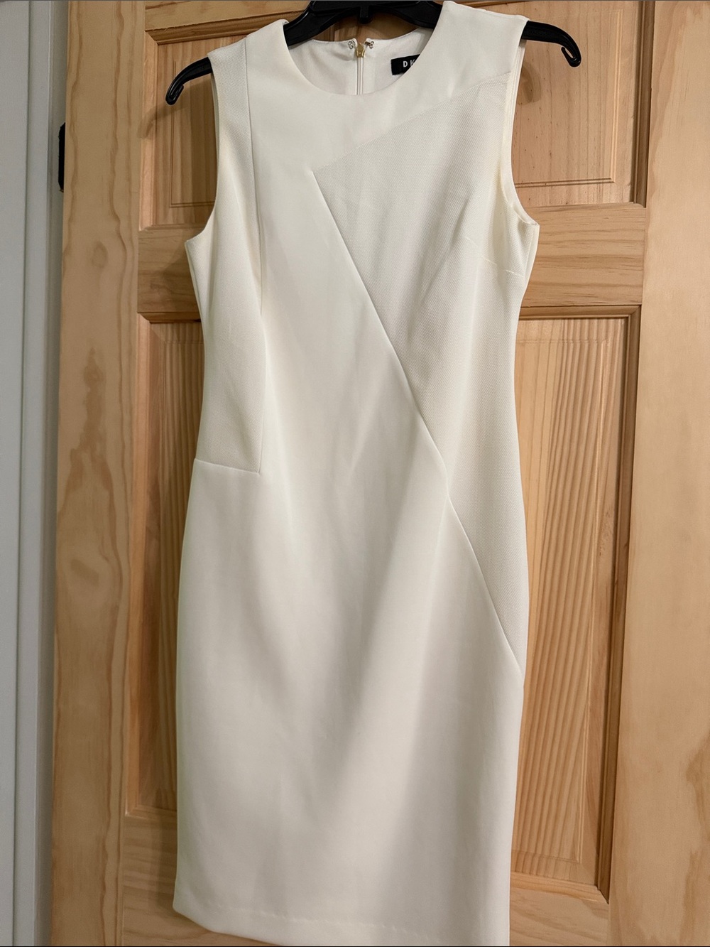DKNY Sleeveless Cream Sheath Dress